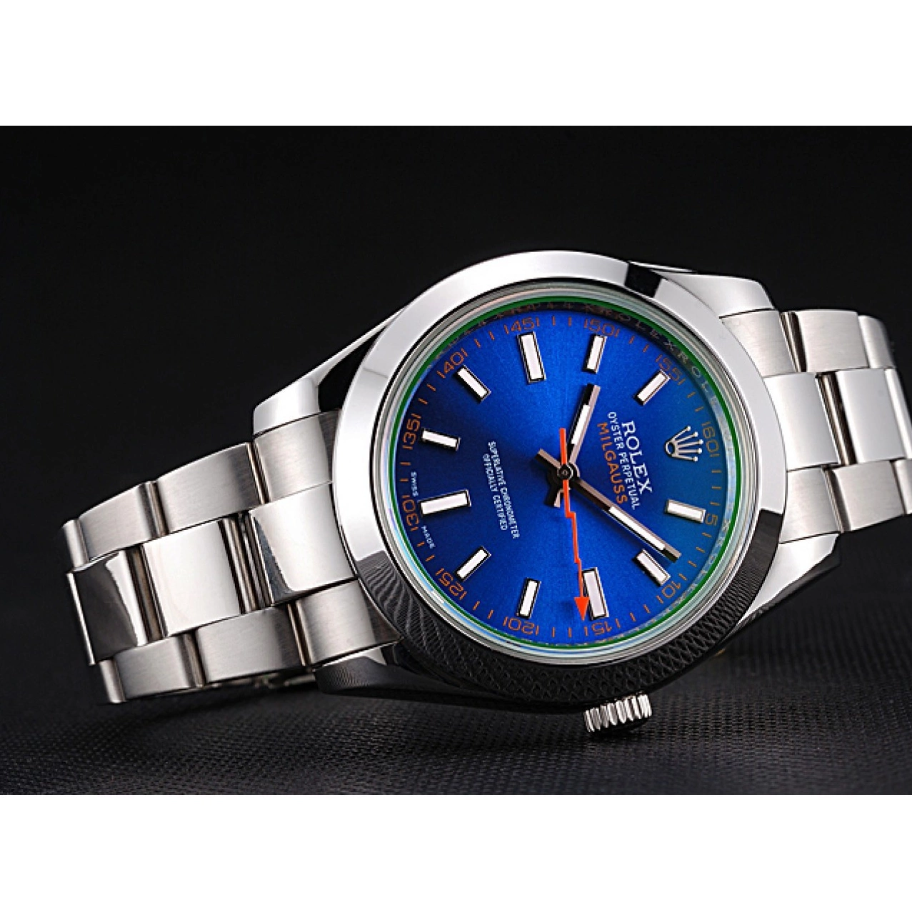 Aaa replica Blue And Bezel Stainless Rolex Steel Case 622838 Dial Milgauss 0801